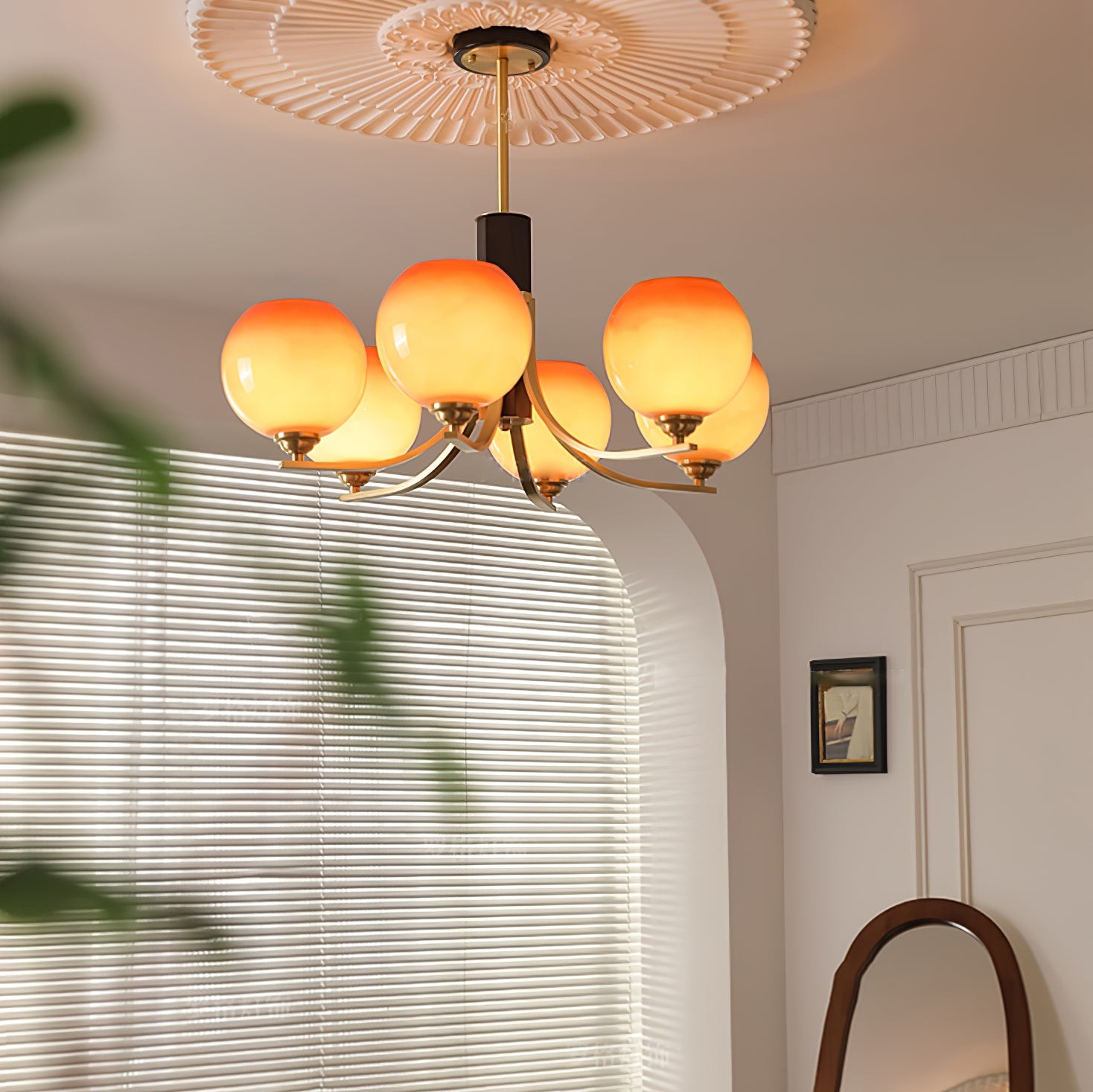 Vintage Caramel Globe Chandelier M398