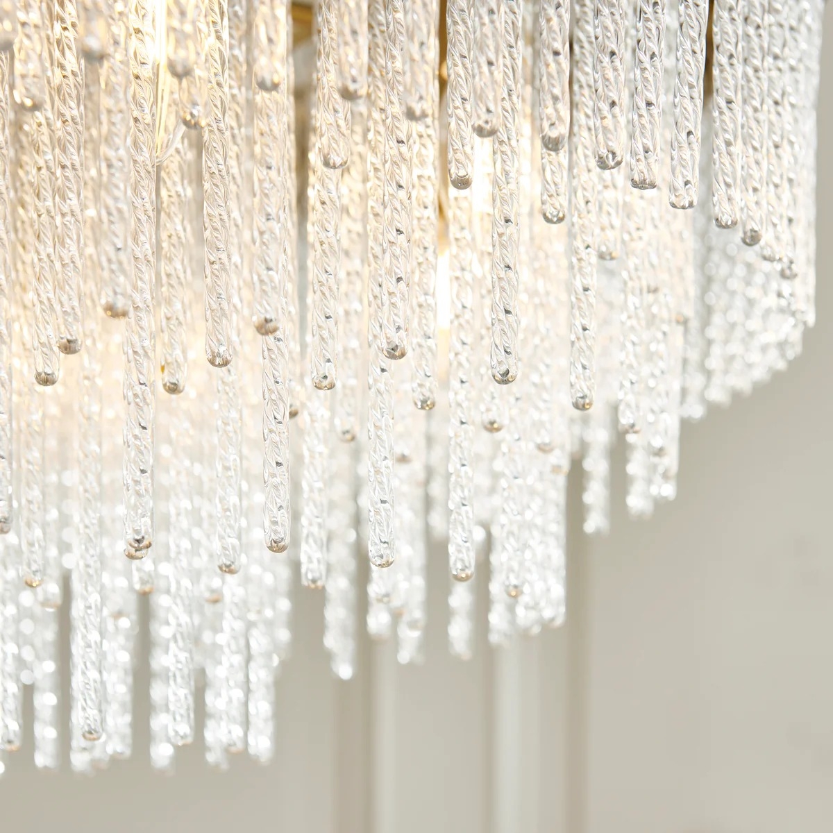 Cavara Multi-Tier Glass Rod Chandelie - Tiered Brass Pendant for Dining and Entry T883