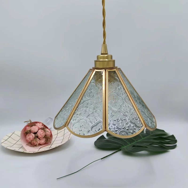 Japanese Vintage Begonia Glass Pendant Light