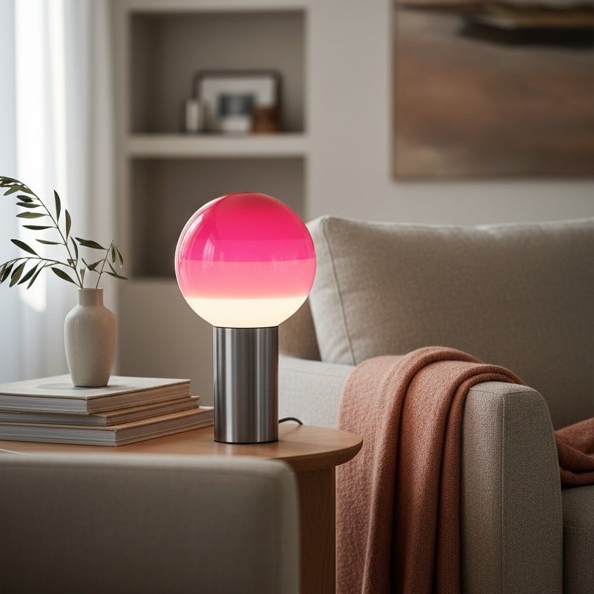 Tintelle Pink Glass Sphere Table Lamp - Contemporary Interior Style T532