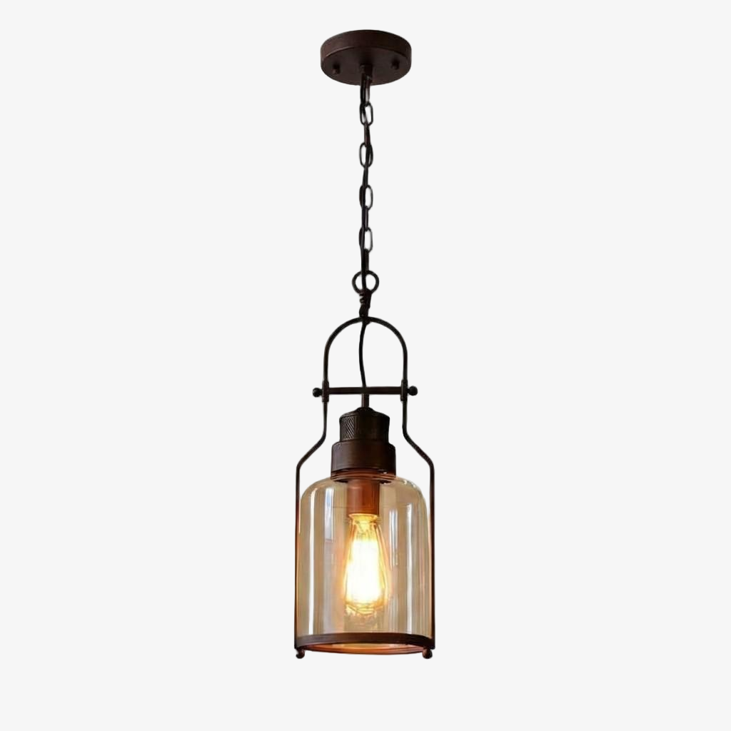 Lirra Vintage Iron Glass Pendant Lamp - Industrial Style Ceiling Lamp for Bars and Homes U20