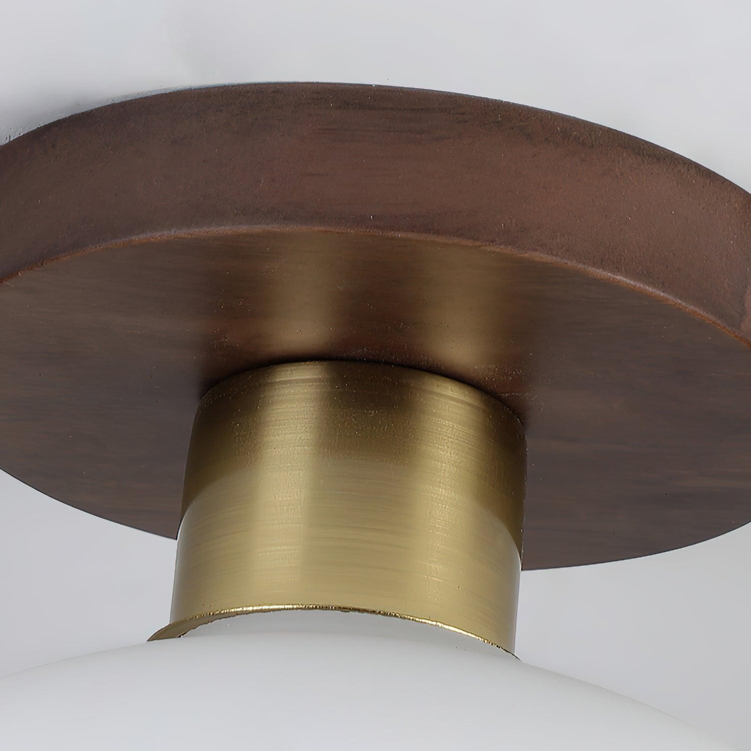 Vintage Wabi-Sabi Walnut Copper Glass Ceiling Lamp For Living Room M309