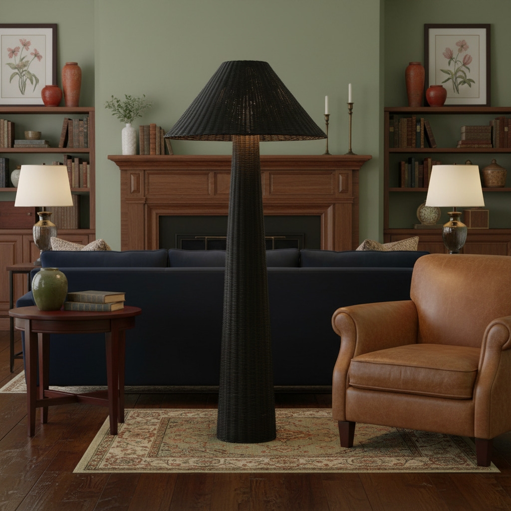 Wickara Woven Floor Lamp - Sculptural rattan design with natural rattan style, suitable for living room & bedroom T679