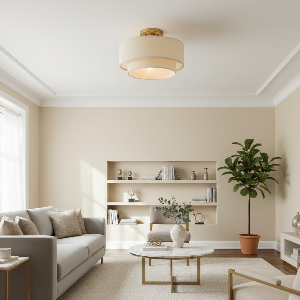 Lumeris Elegant Linen Blend Design Ceiling Light with Modern Style for Living Room T1224