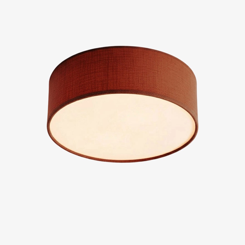 Dumora Linen Drum Ceiling Light – Modern Flush Mount Design T001
