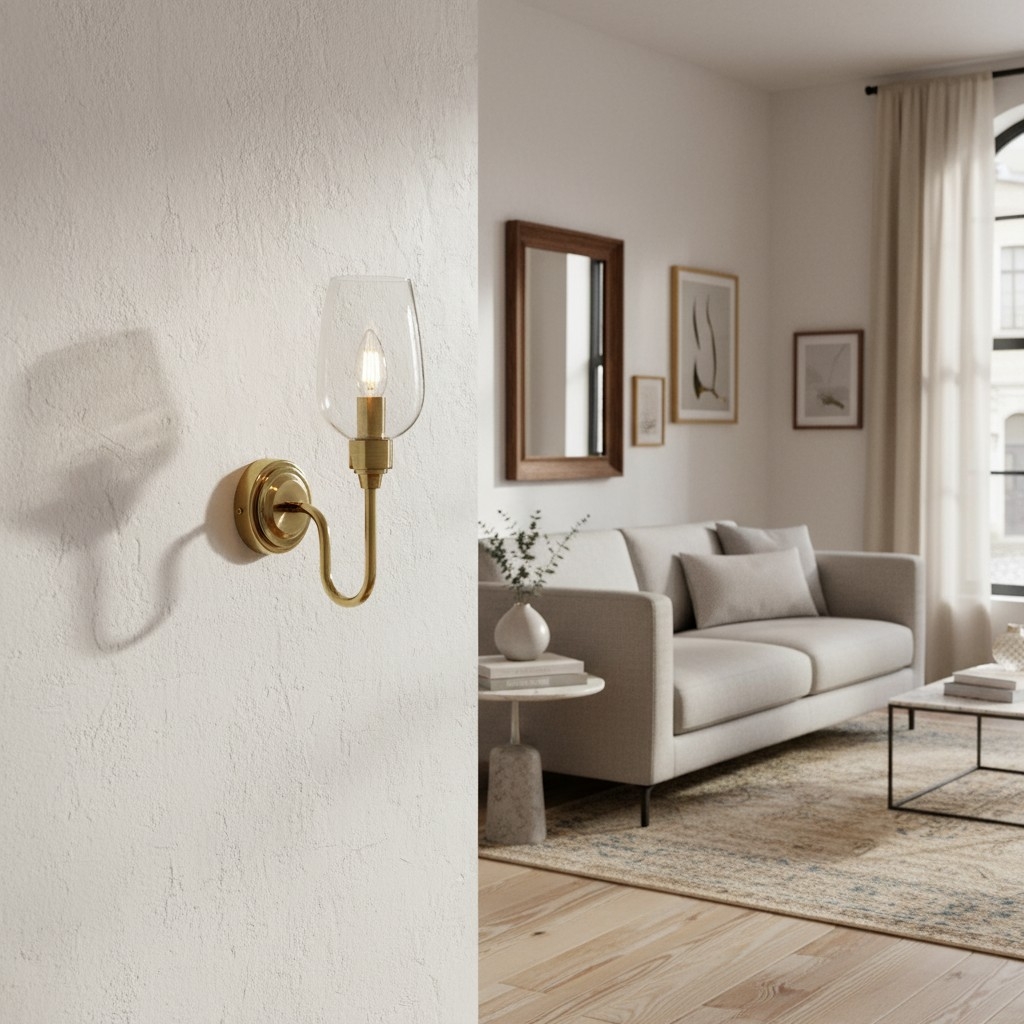 Clarione Art Deco Wall Light with Clear Glass Shade - Modern Metal Design for Hallways T918