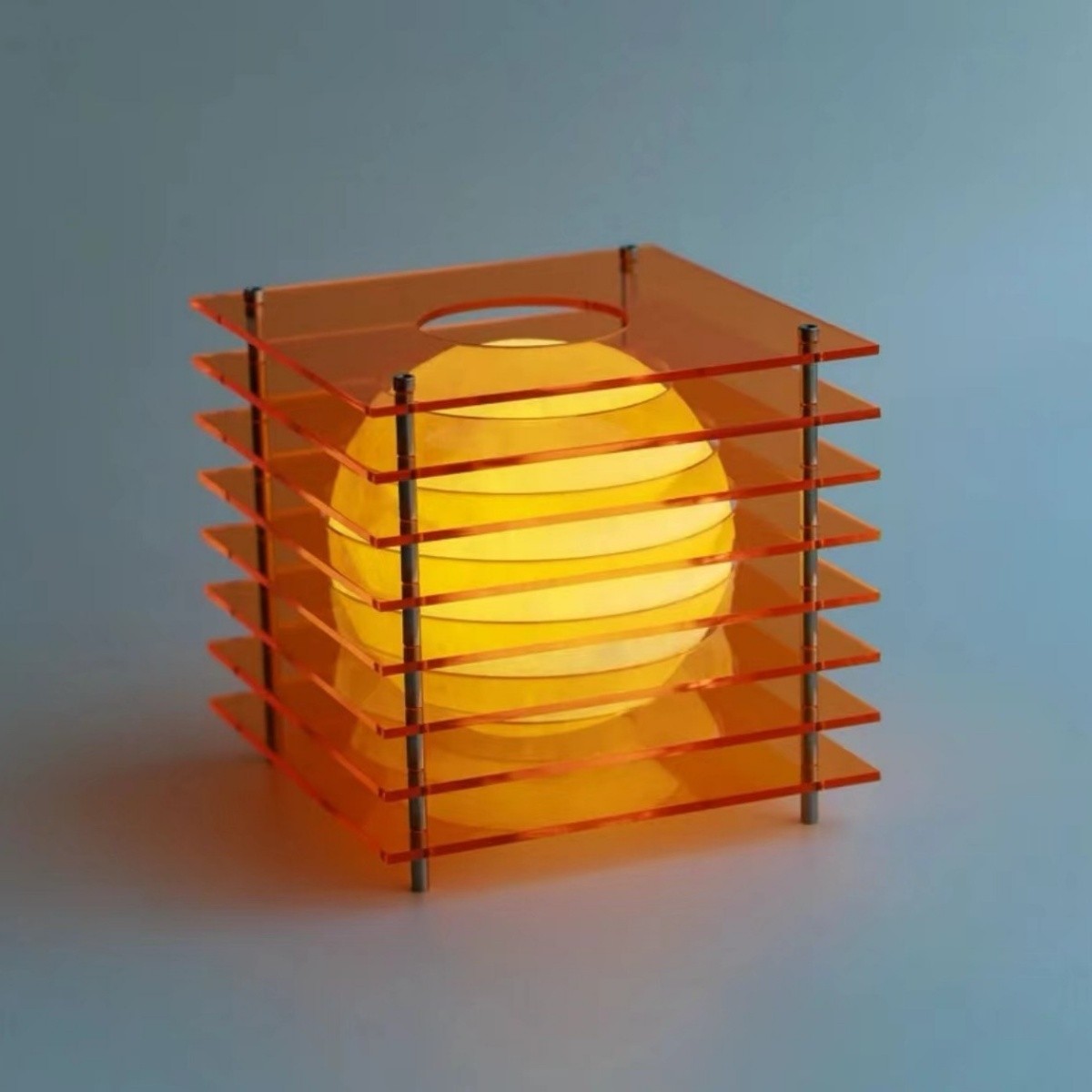 Geometric Moon Cube Lamp – Atmospheric luminous sphere S252