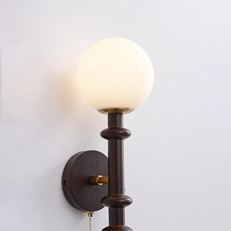French Simple Vintage Bedside Wooden Glass Wall Lamp M322