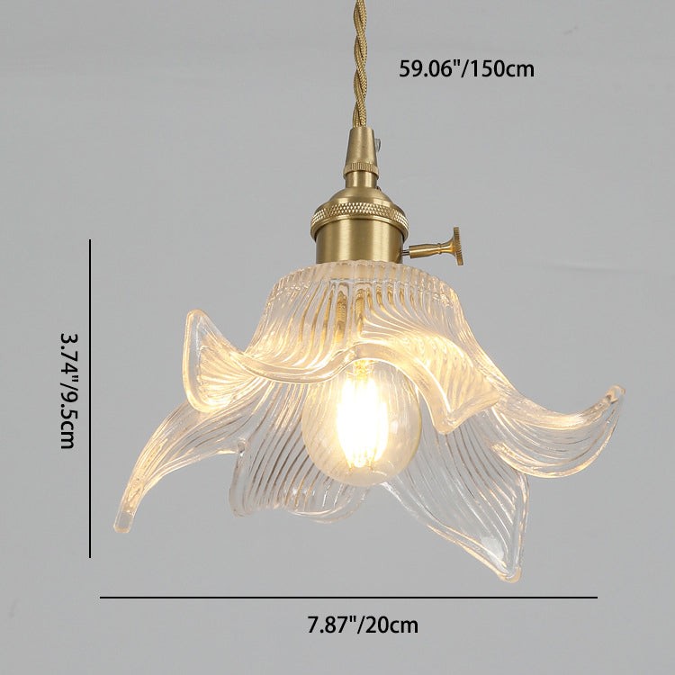 Traditional Japanese Brass Walnut Glass Ceramic Cylinder Conic Flower Bowl 1-Light Pendant Light For Dining Room T260