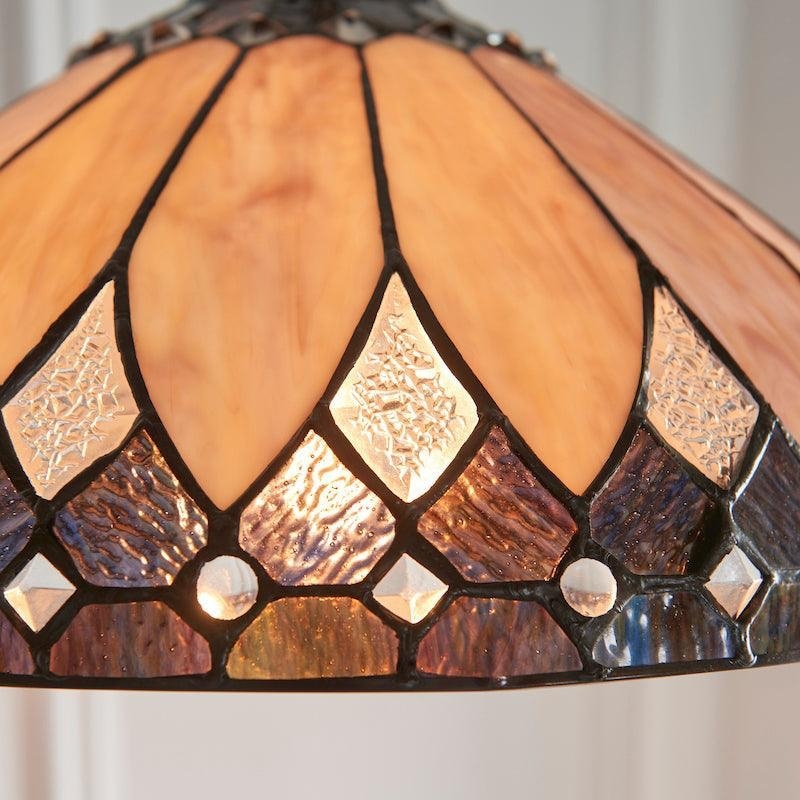 TF Brooklyn Pendant Light - Pendant Light with Geometric Stained Glass Art Deco Style for Dining Rooms T911