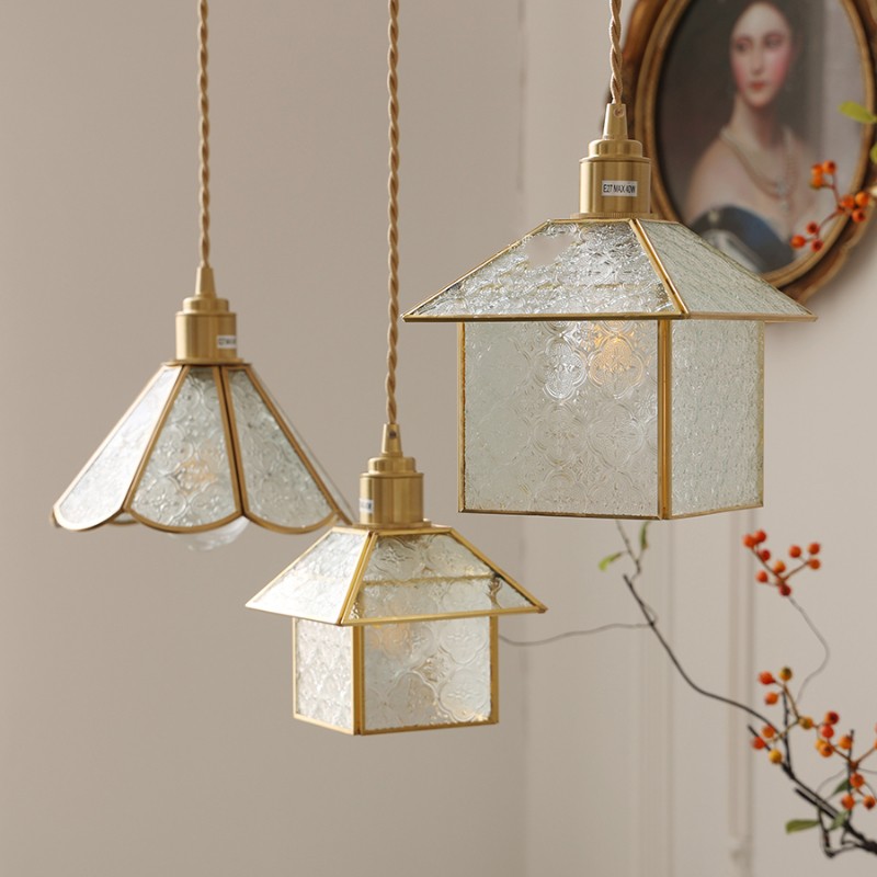 Japanese Vintage Begonia Glass Pendant Light