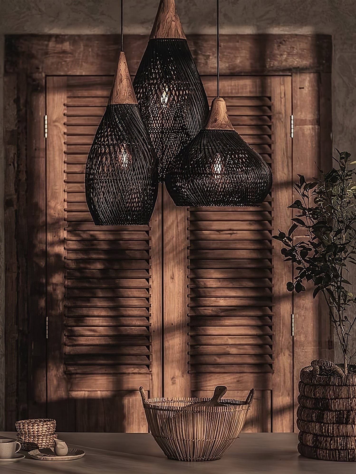 Harp Braided Rattan Pendant Lamp T048