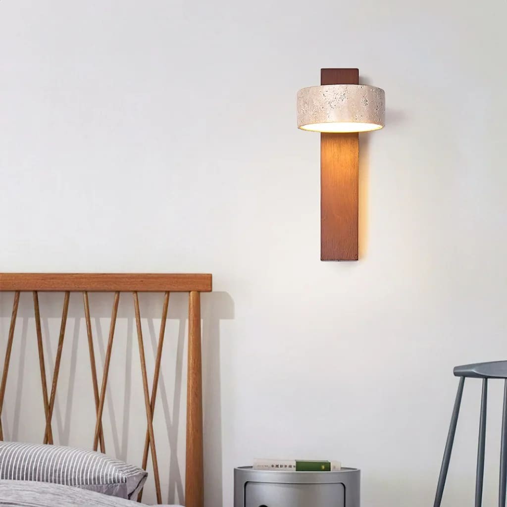 Travertine Cylinder Shade Lamp - Vintage Wall Sconce for Hallway M13