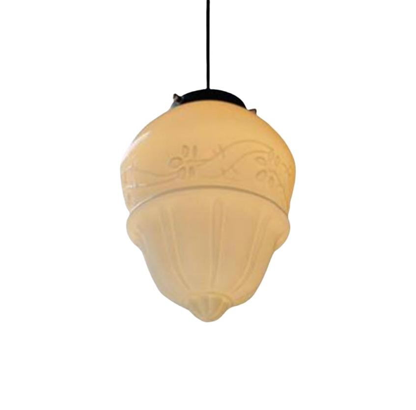 Vintage White Milk Glass Geometric Jar Pendant Light G96