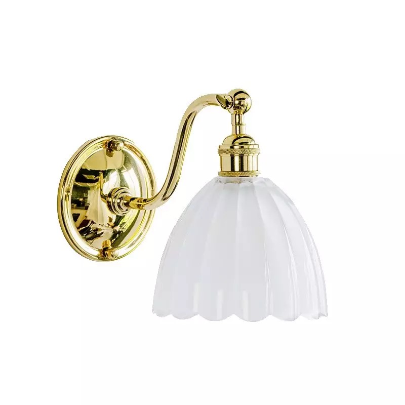 Vintage Brass Glass Wall Light S70