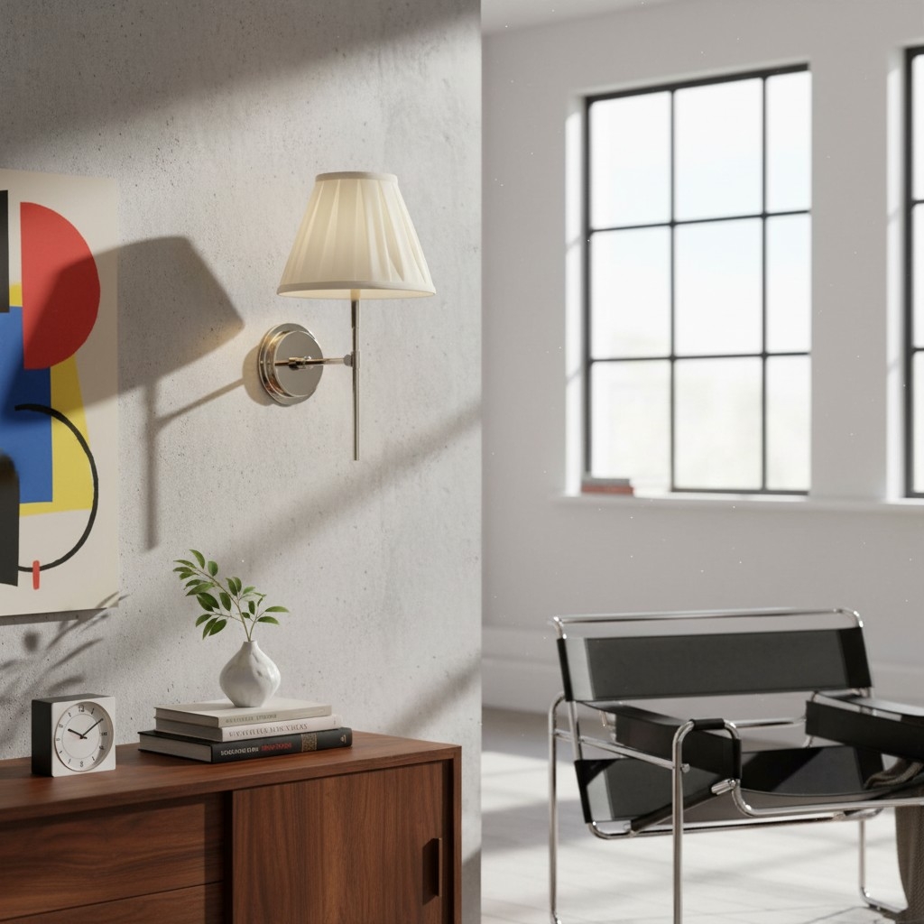 Cremaris Metal Wall Light with Fabric Shade - Timeless Sconce for Interior Lighting T1017