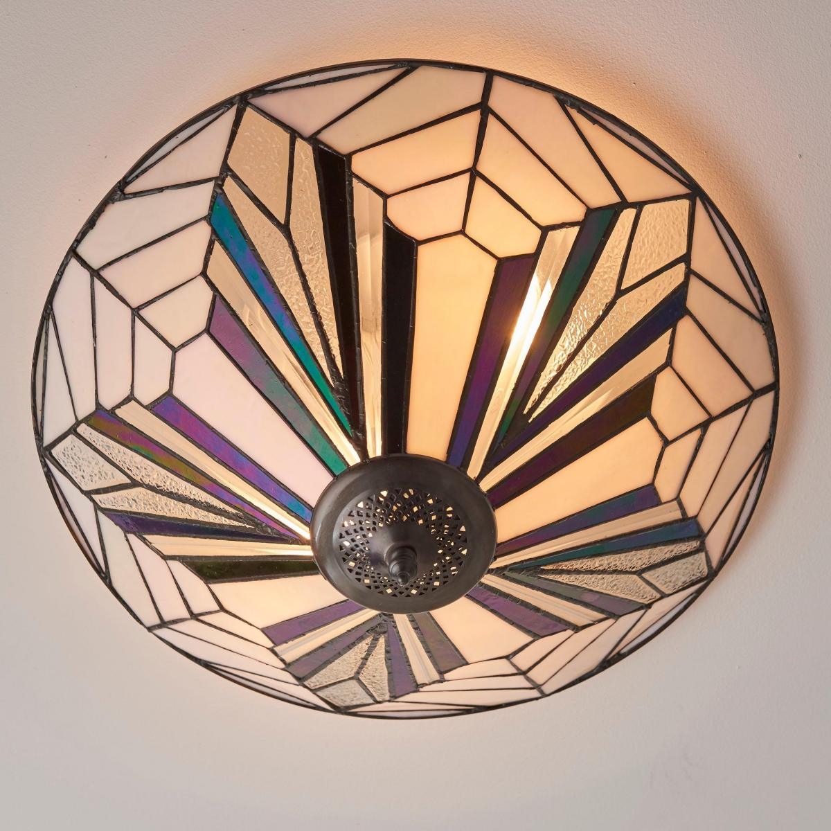 TF Astoria Modern Deco Flush Mount Ceiling Light with Textured Glass - Elegant Home Lighting Fixture T1043