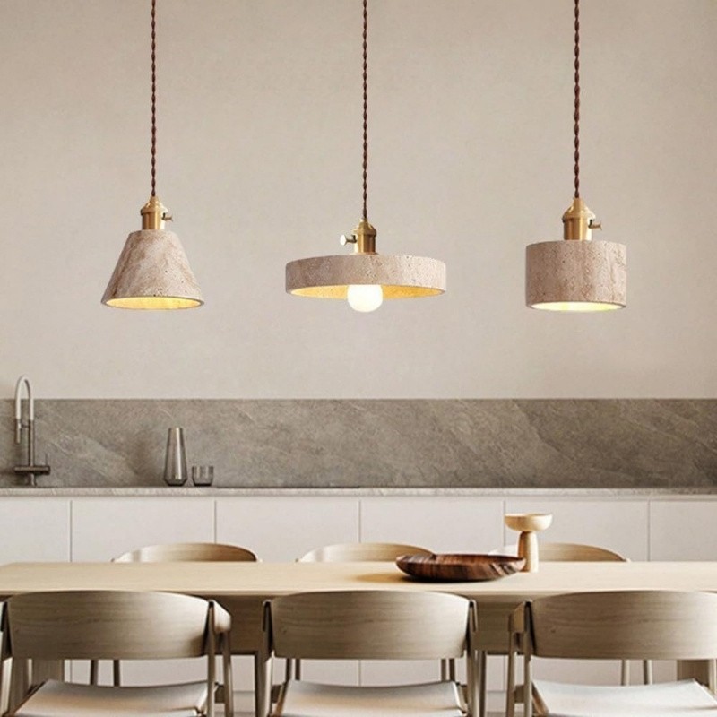 Mid Century Travertine Pendant Lamp – Vintage Copper Lighting S281