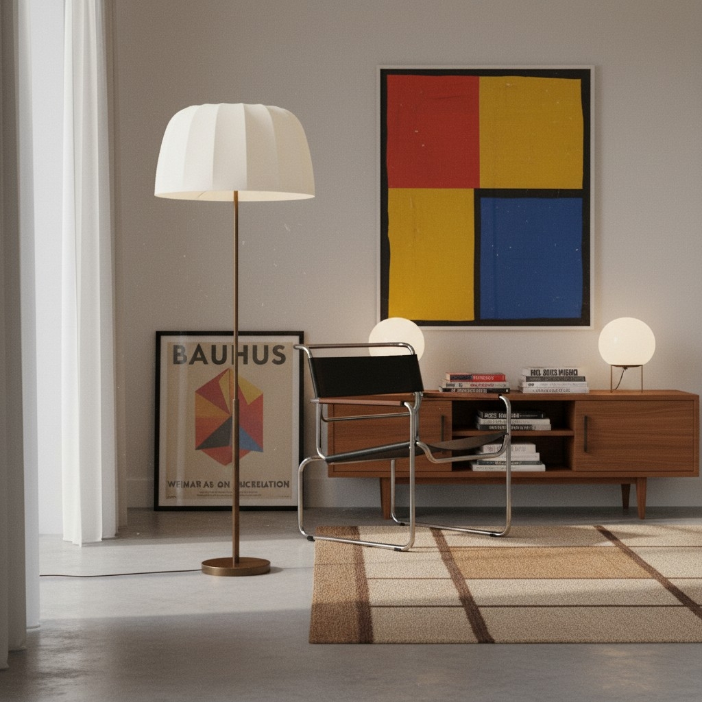 Vellaro Brass Floor Lamp with Fabric Shade - Modern Standing Light for Living Room or Bedroom T697