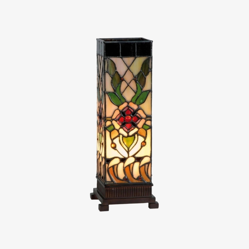 TF Angelique Art Nouveau Stained Glass Table Lamp - Handcrafted Floral Design for Living Room T905