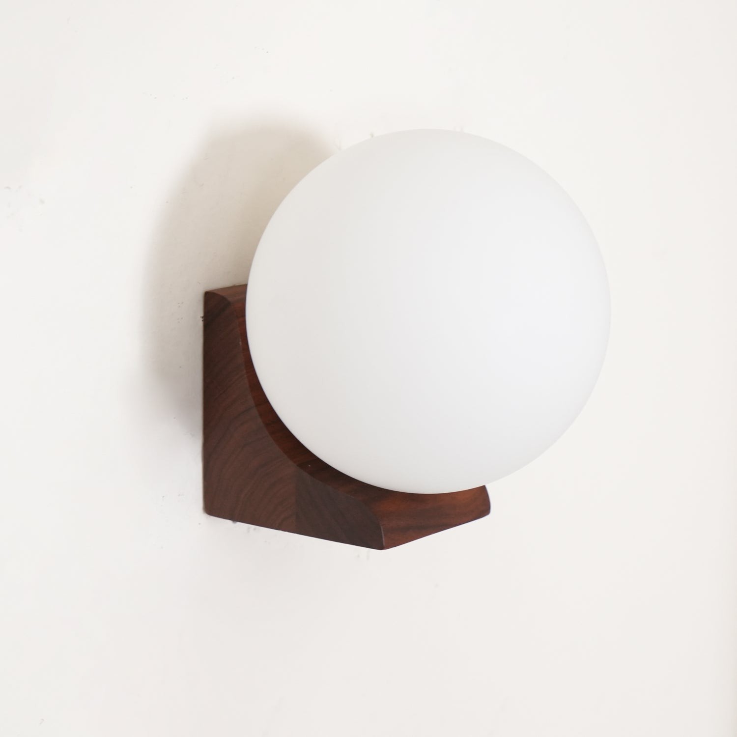 Minimalist Wooden Geometric Bracket Glass Globe Wall Lamp M371
