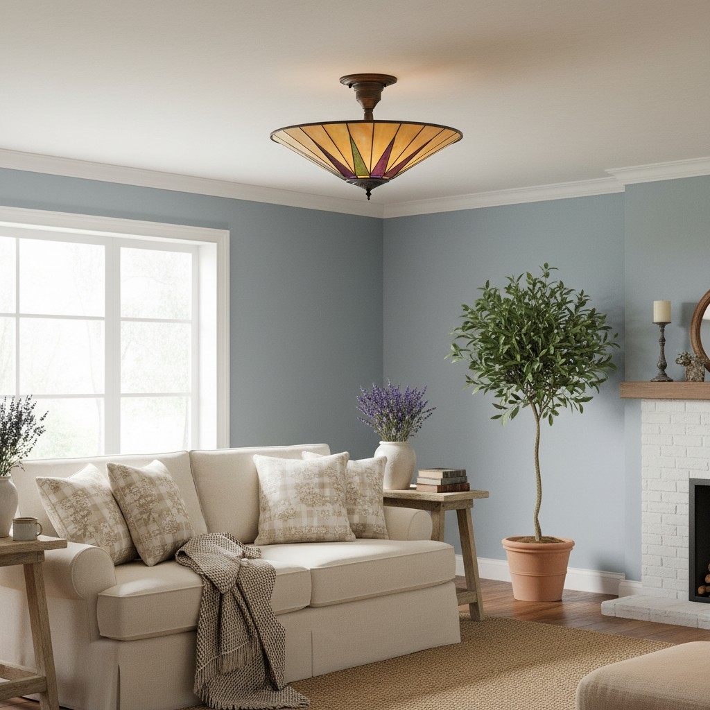 TF Dark Star Geometric Star Ceiling Light - Tiffany Style for Hallway T637