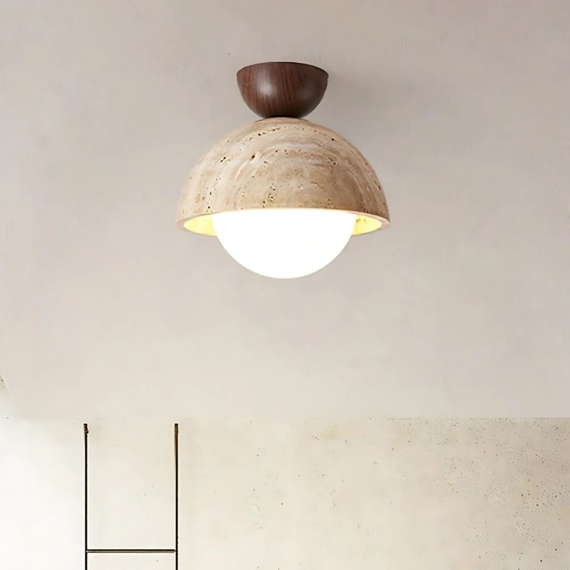 Modern Semicircular Ceiling Light – Travertine Retro Finish S296
