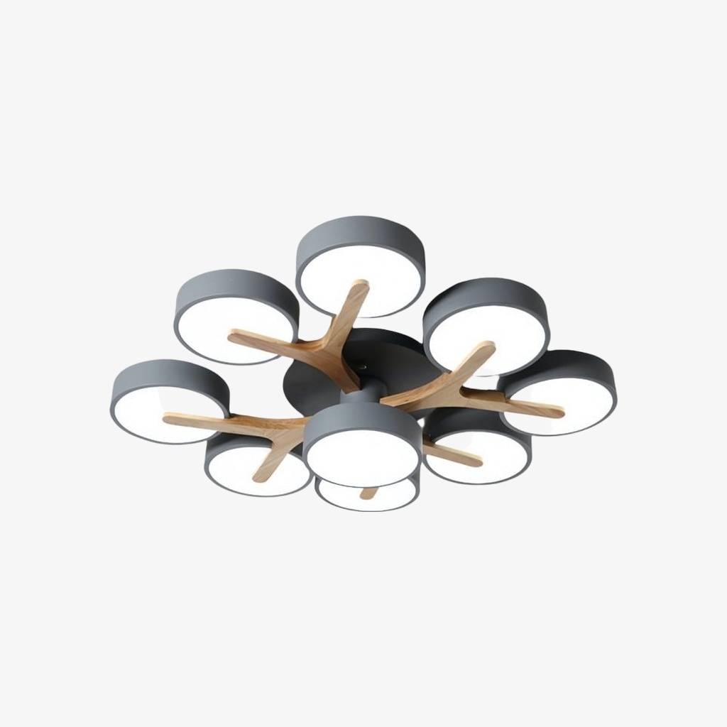 Modern Wooden Disc Ceiling Lamp - LED Semi-Flush Mount for Living Room S386