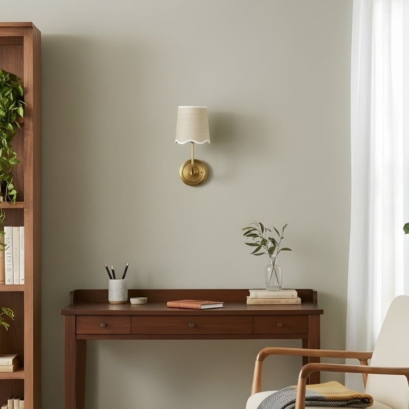 Glissum Curved Arm Fabric Wall Lamp - Modern Style for Entryway T524