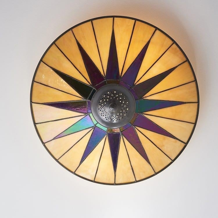 TiffStar Elegant Art Glass Ceiling Light – Vintage Flush Lamp for Living Rooms T634