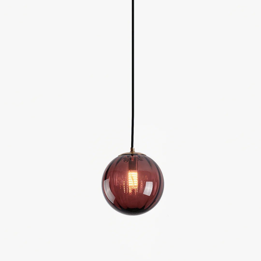 Lunorie Iron Metal Glass Globe Pendant Light - Sculpted Adjustable Pendant for Dining Spaces T570