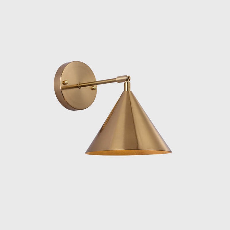 Modern Simple Iron Plated Brass Cone Round 1-Light Wall Sconce Lamp T179