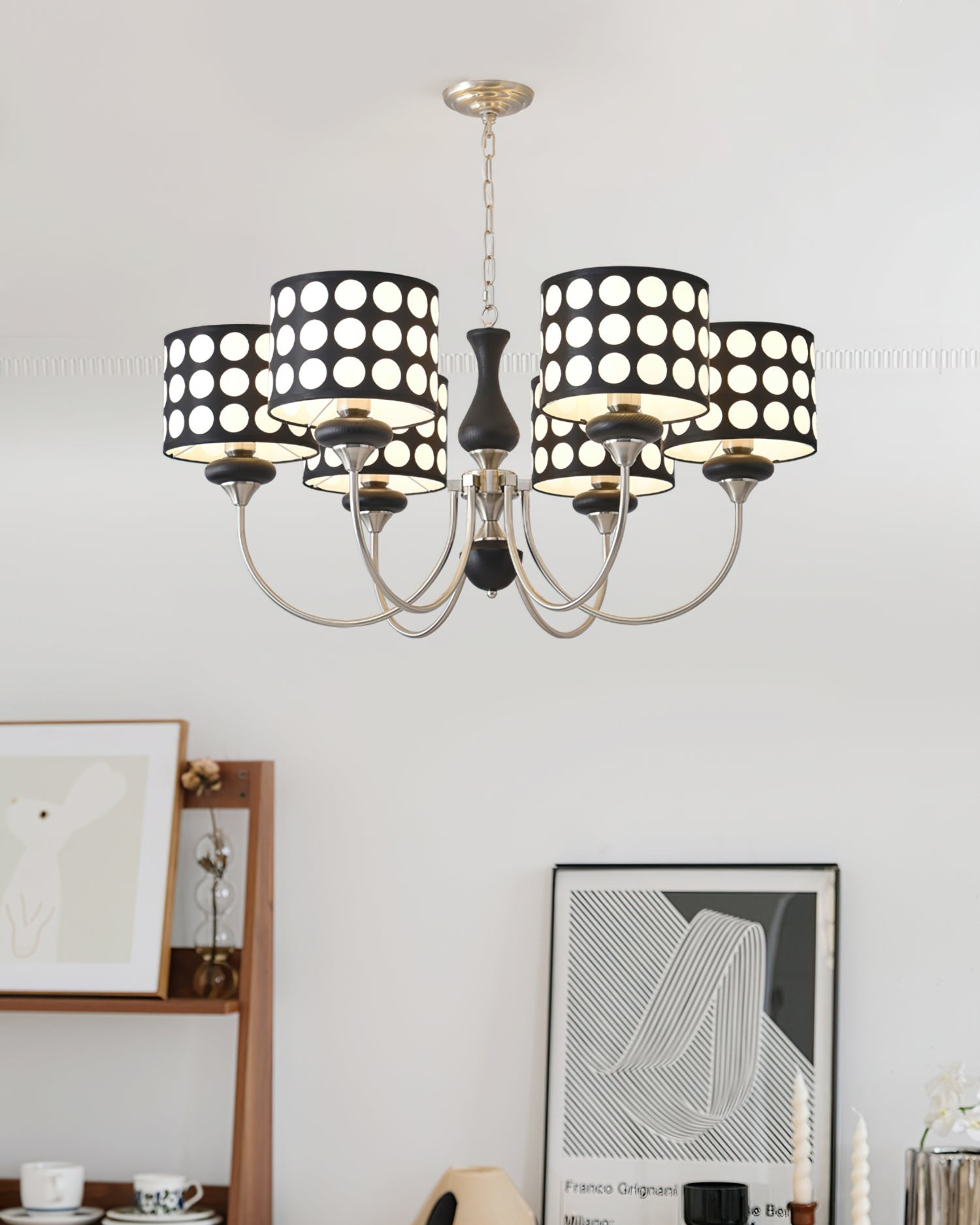 Geometry Black Polka Dots Fabric Chandelier S364