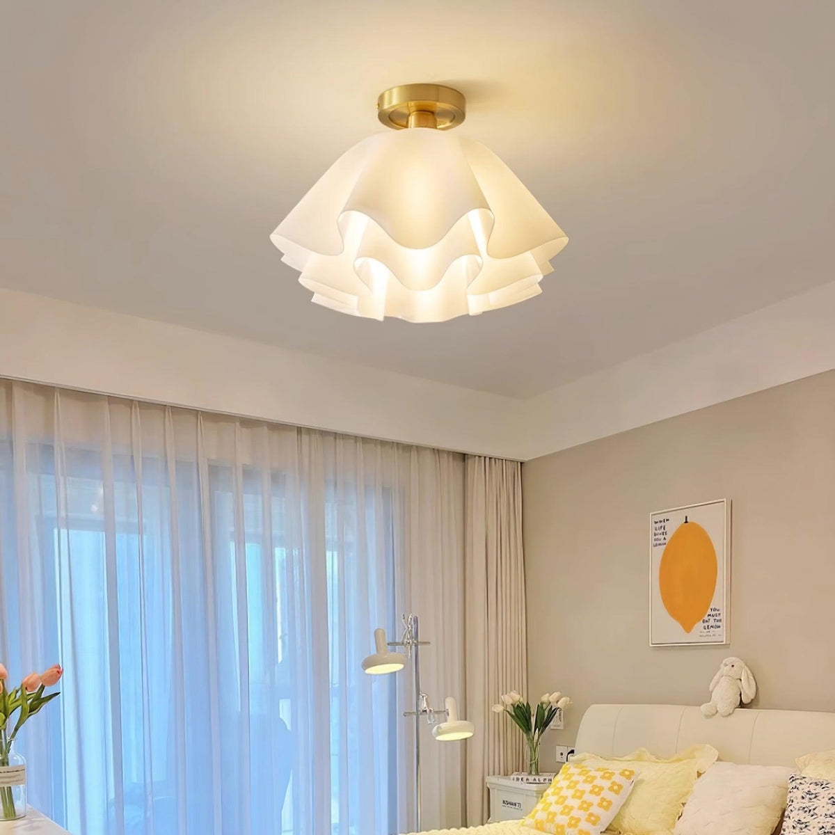 Lustra Pleated Retro Brass Acrylic Ceiling Light T2183