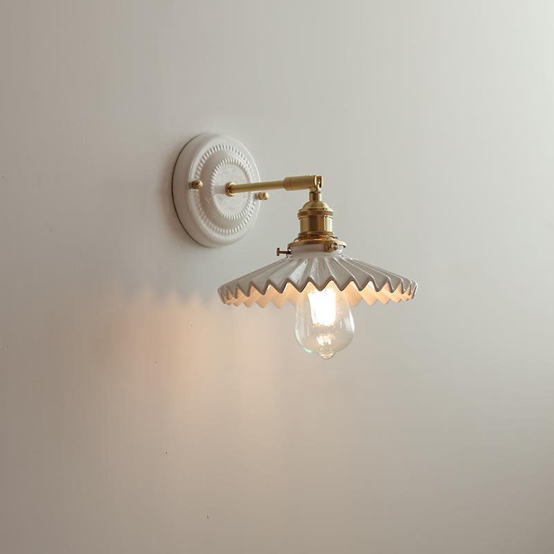 Vintage Ceramic & Brass Wall Sconce – Elegant Lighting for Bedrooms & Hallways T265