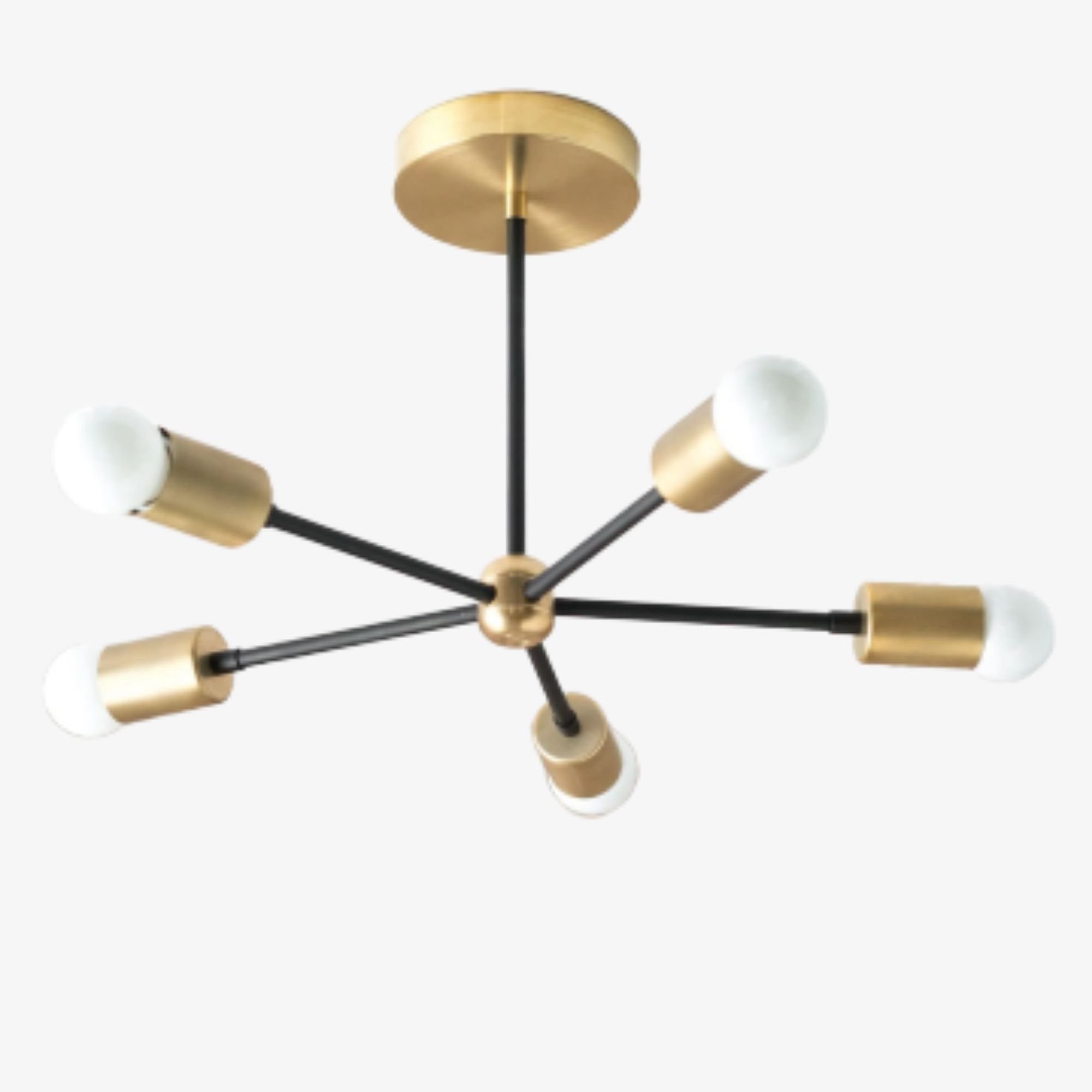 Mobilux Line Mid Century Gold Sputnik Chandelier - Geometric Brass Fixture T325