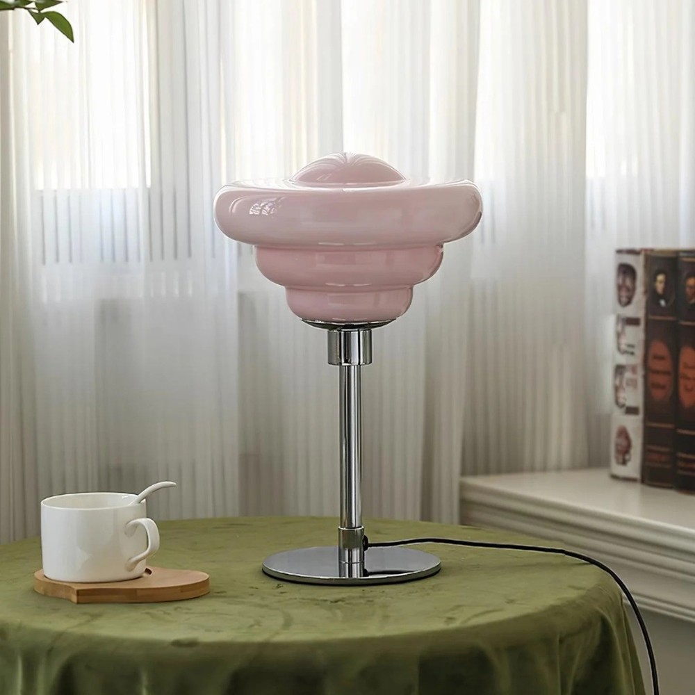 Modern Table Lamp Featuring Textured Glass Shade S247
