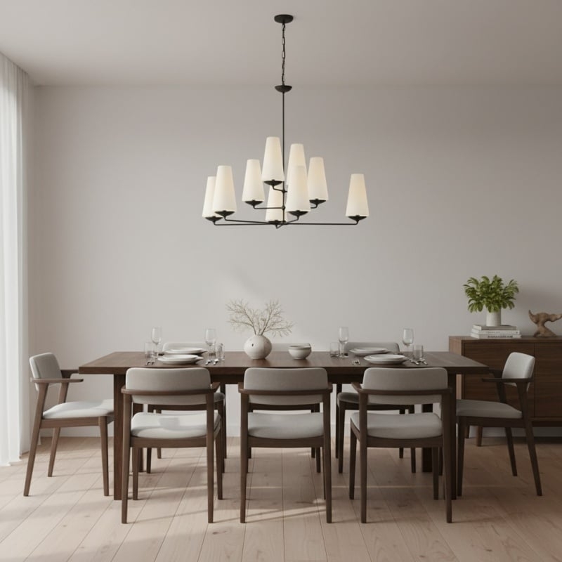 VertiFount Chandelier – Layered Metal Design for Open Interiors T566