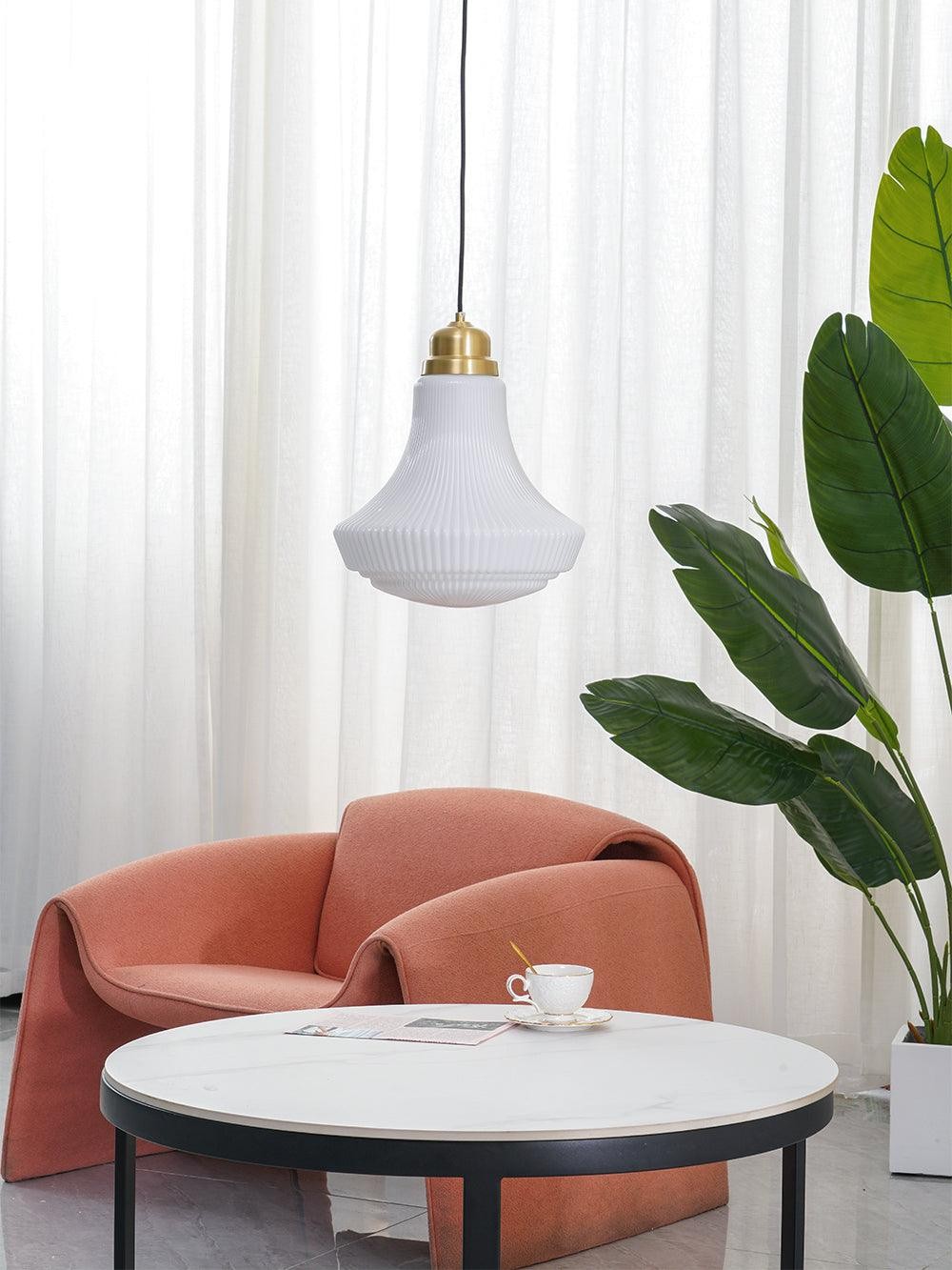 Classical Brass Alabaster Glass Pendant Lamp M318