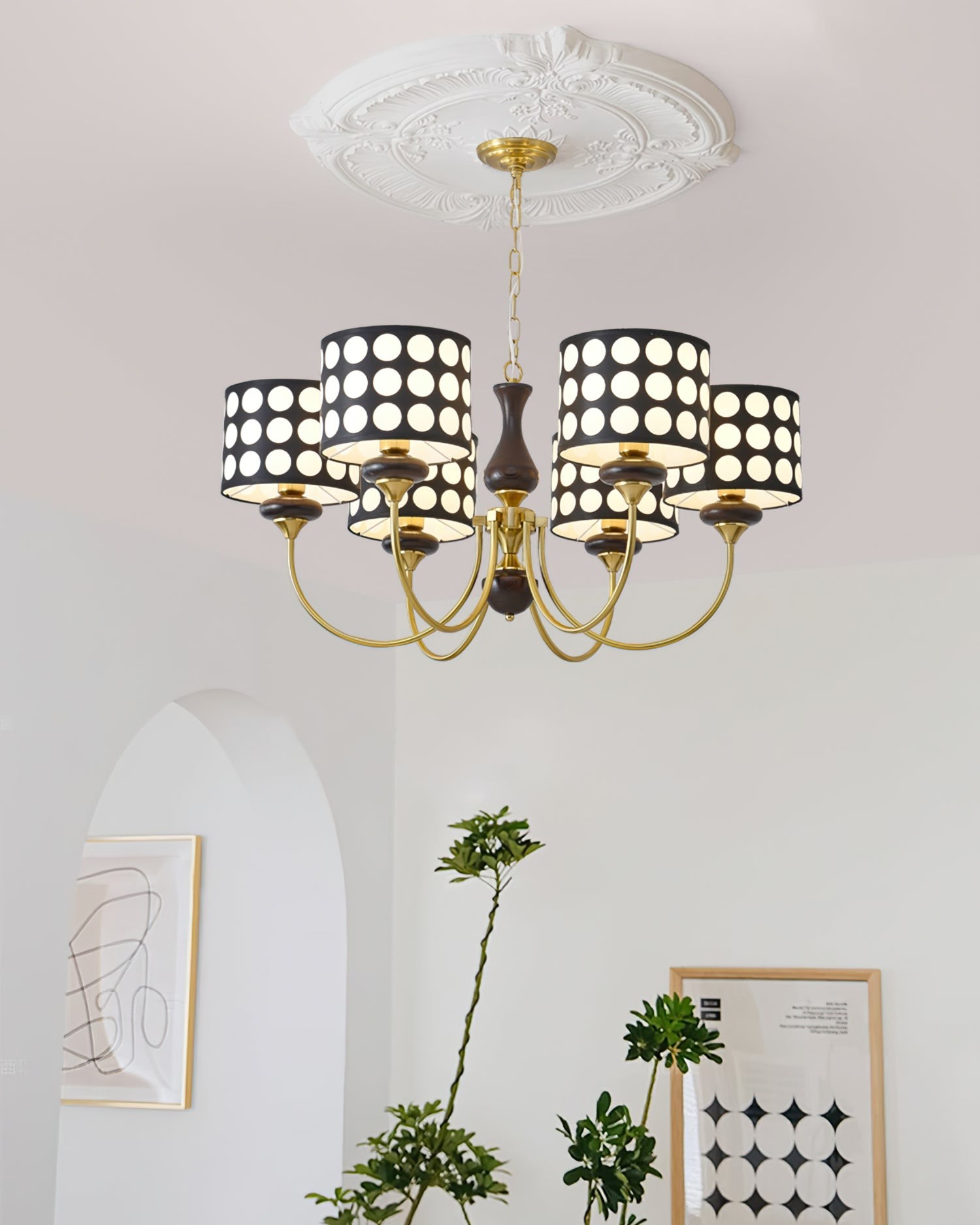 Geometry Black Polka Dots Fabric Chandelier S364