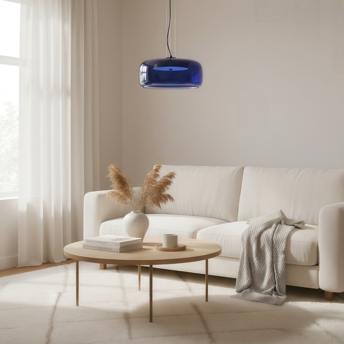 Lunorae Rounded Glass Pendant Lamp - Modern Sculptural Lighting for Living Room T1112