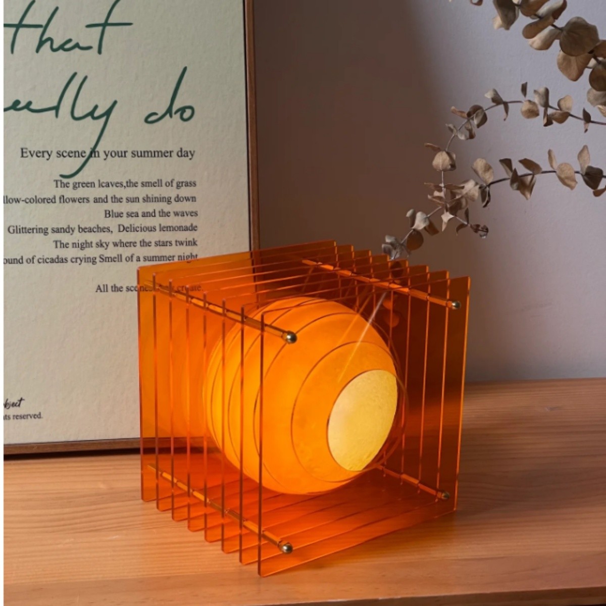 Geometric Moon Cube Lamp – Atmospheric luminous sphere S252