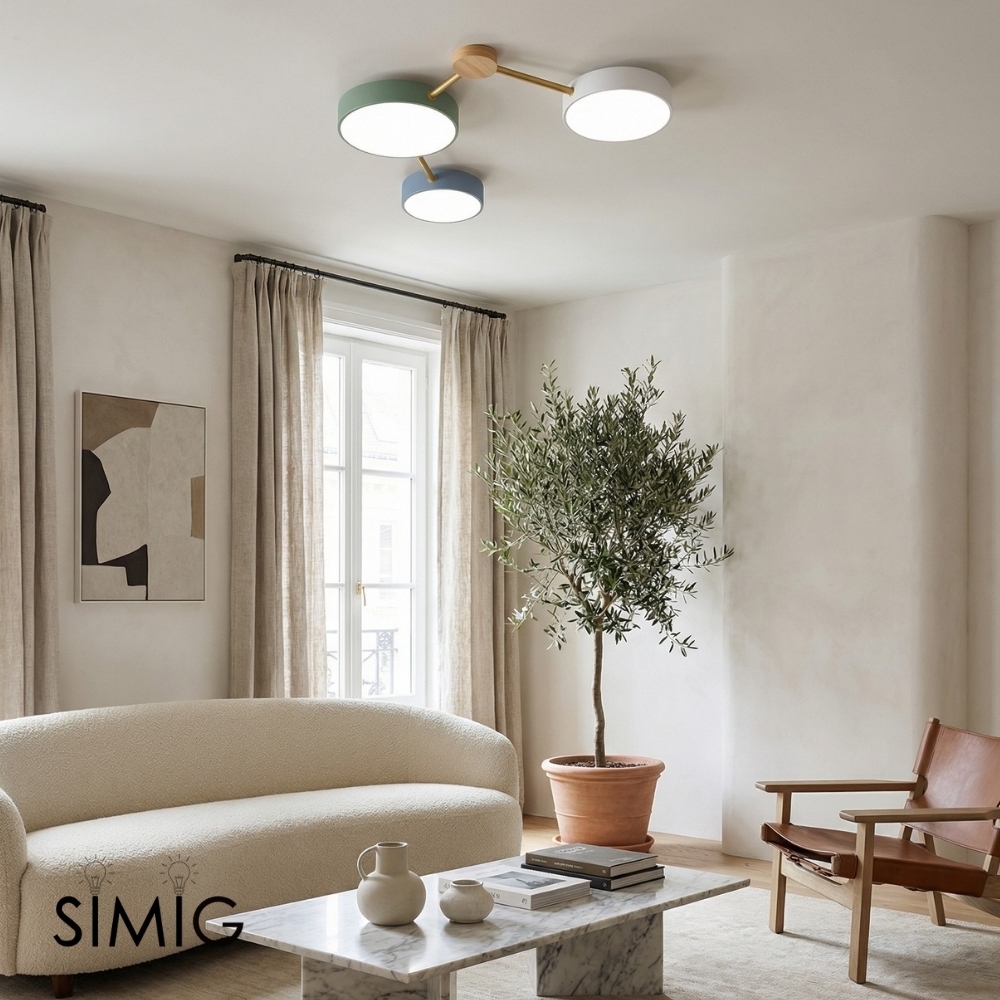 Contemporary LED Ceiling Lamp - Nordic Circle with Wood Branches for Bedroom S382