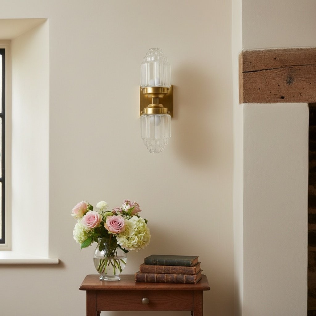 Tierlux Glass Art Deco Wall Sconce - Glass Frosted Globes with Skyscraper Globe T294