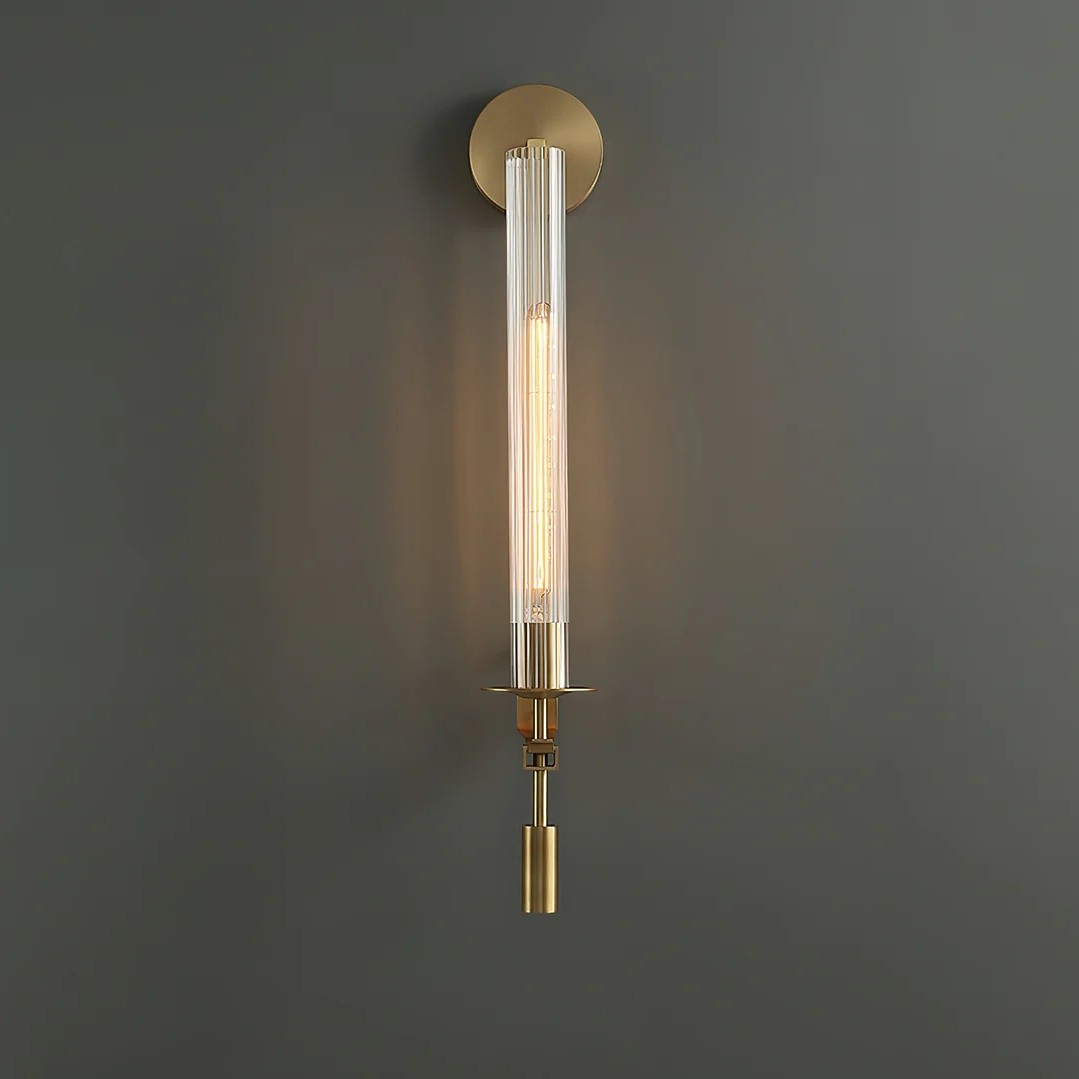 Ribbed Glass Wall Lamp with Slim Metal Base – Classic Meets Modern S229