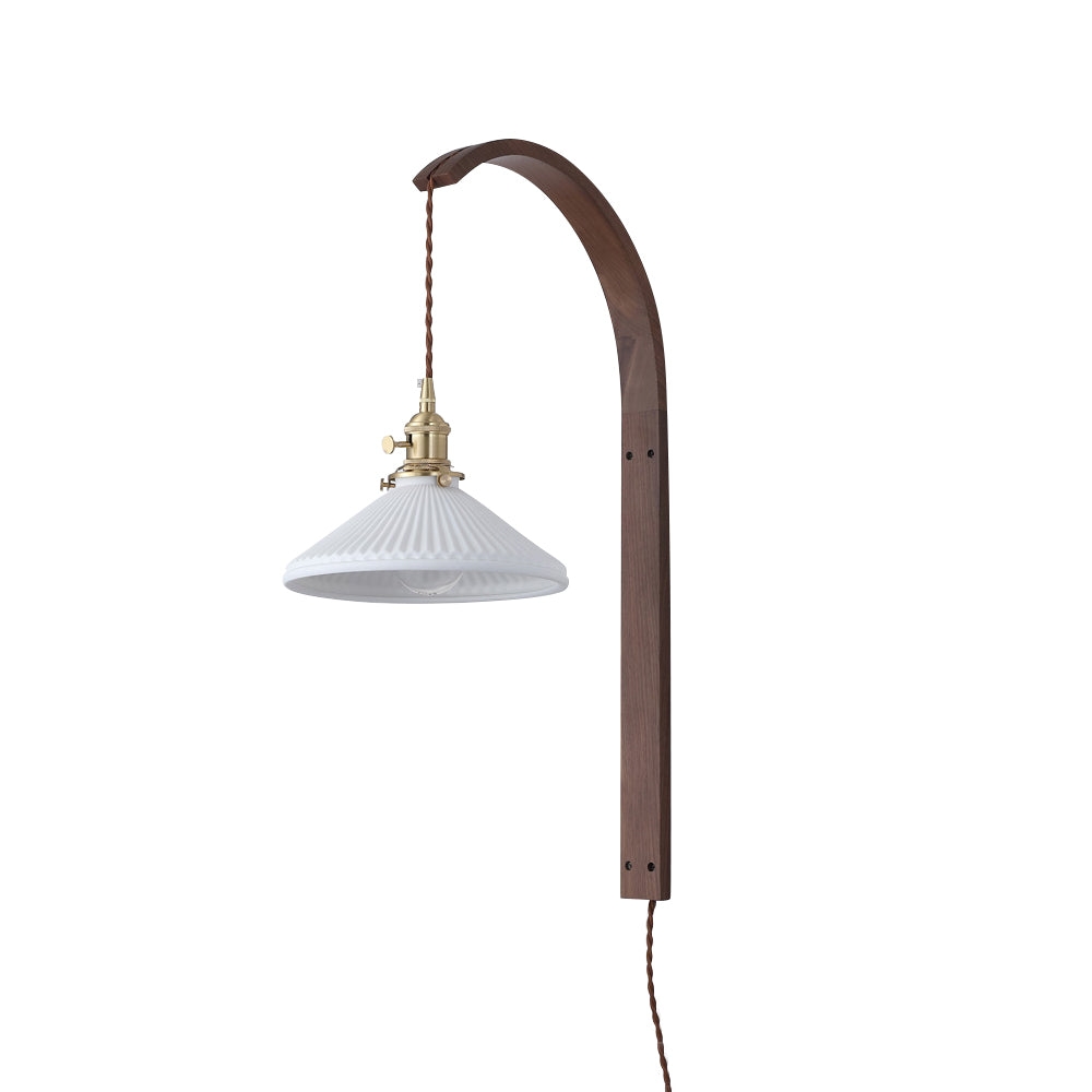 Curved Walnut Ceramic Plug-in Wall Light T1722