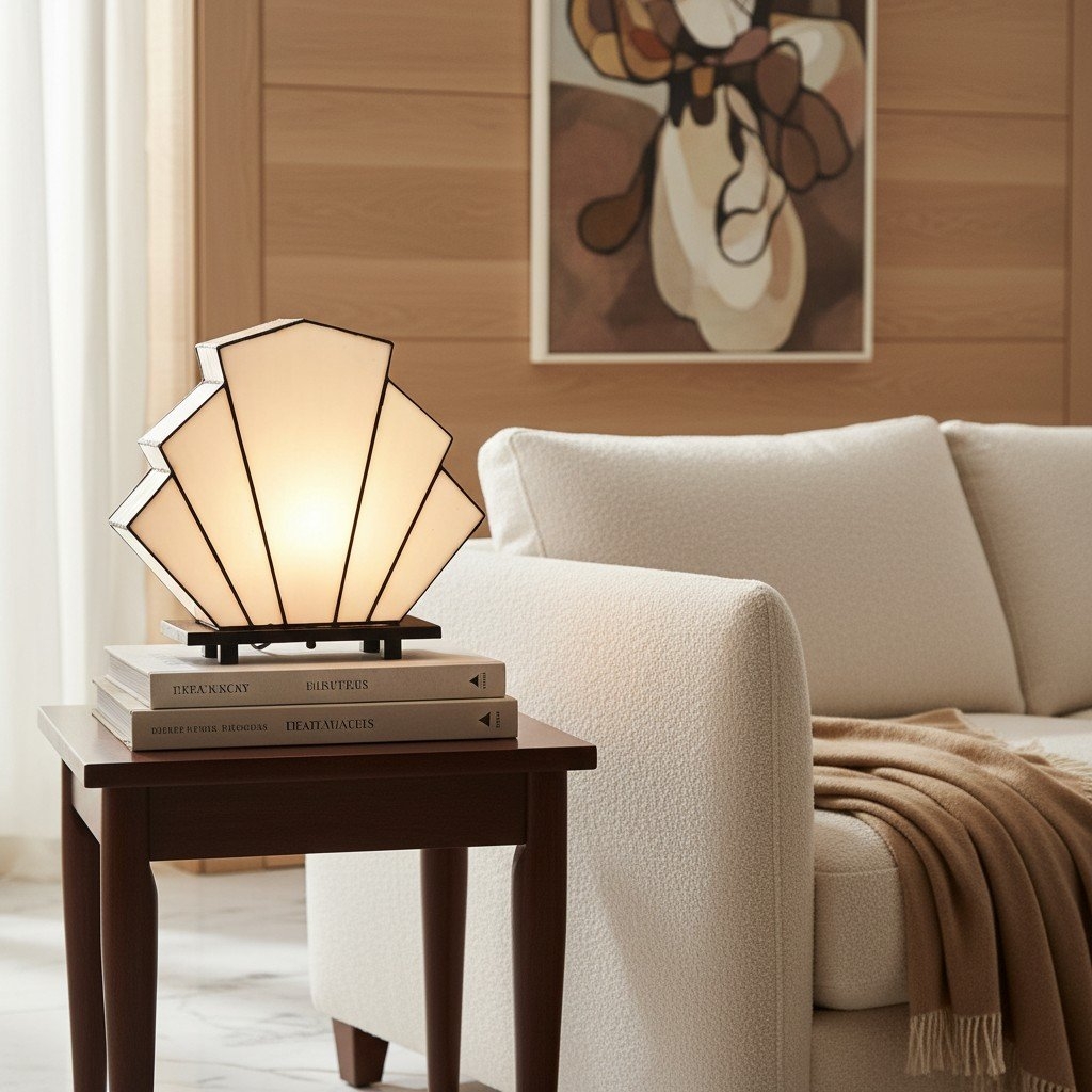 Kelsar Classic Stained Glass Table Lamp - Hand Cut Stained Glass Art Deco Table Lamp for Living Room or Bedroom T822
