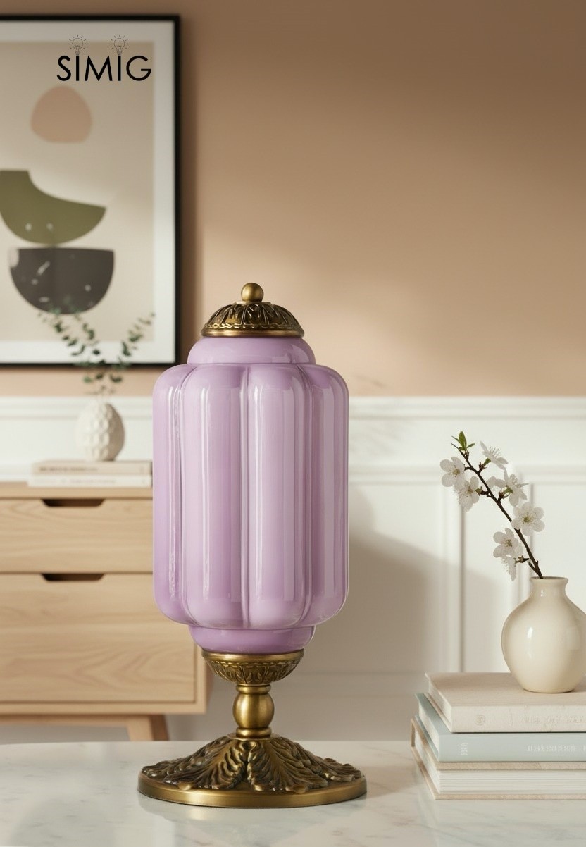 Eloise Curved Glass Retro Table Lamp - Vintage Bedside Lighting G71