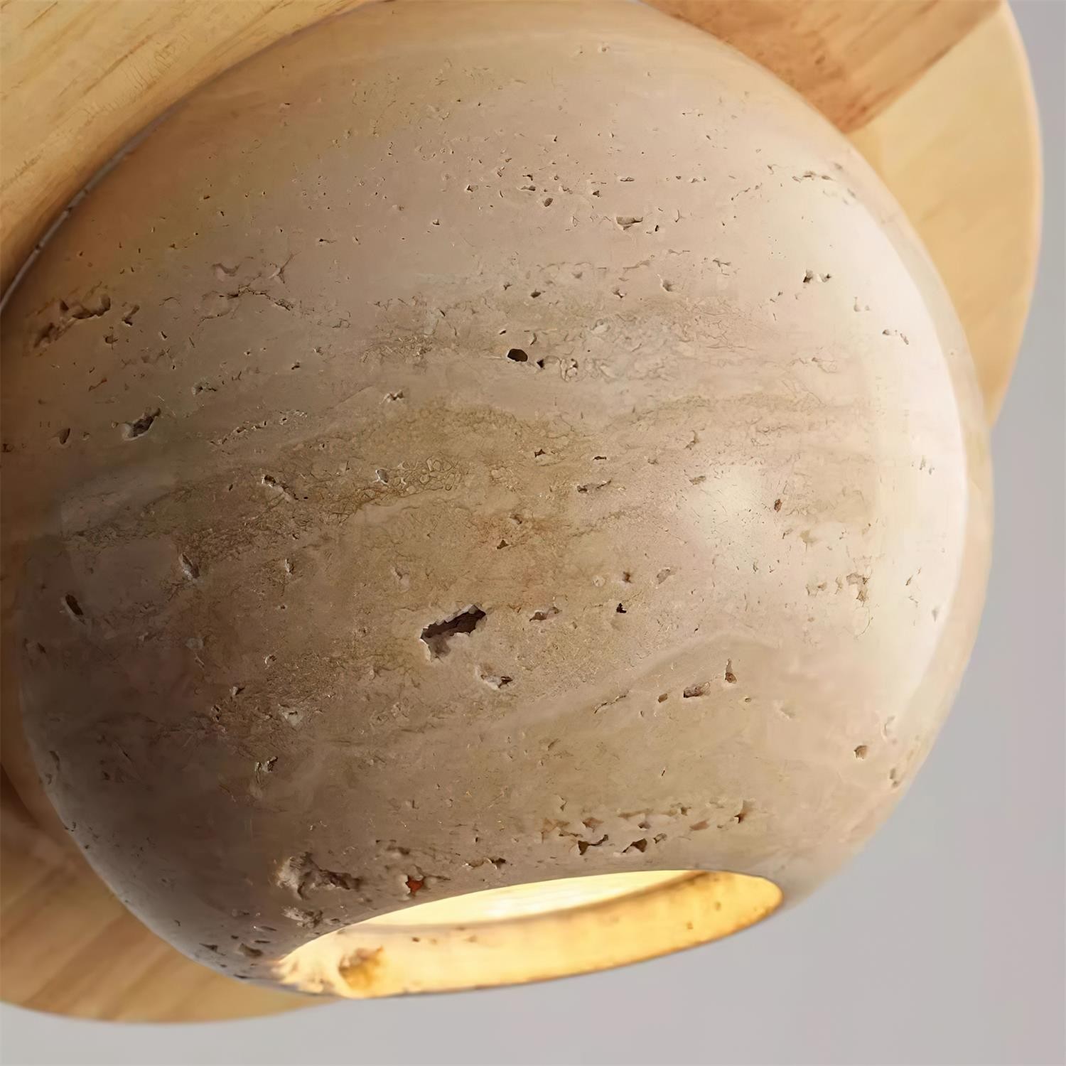 Travertine Sphere Pendant Light with Ring Detail - Kitchen Island Lighting M115