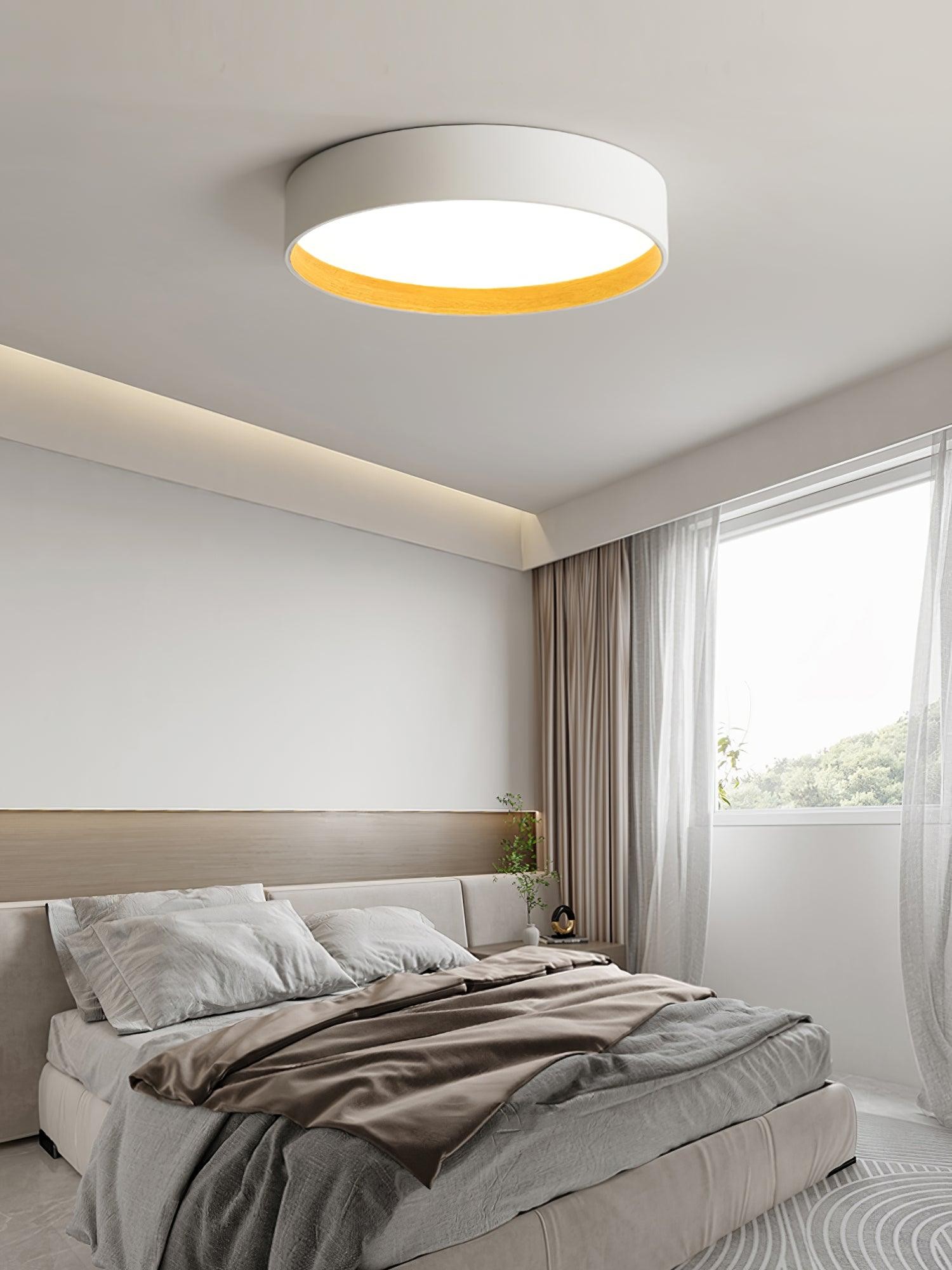 Japanese Minimalist Creative Wood Grain Round LED Ceiling Lamp M321